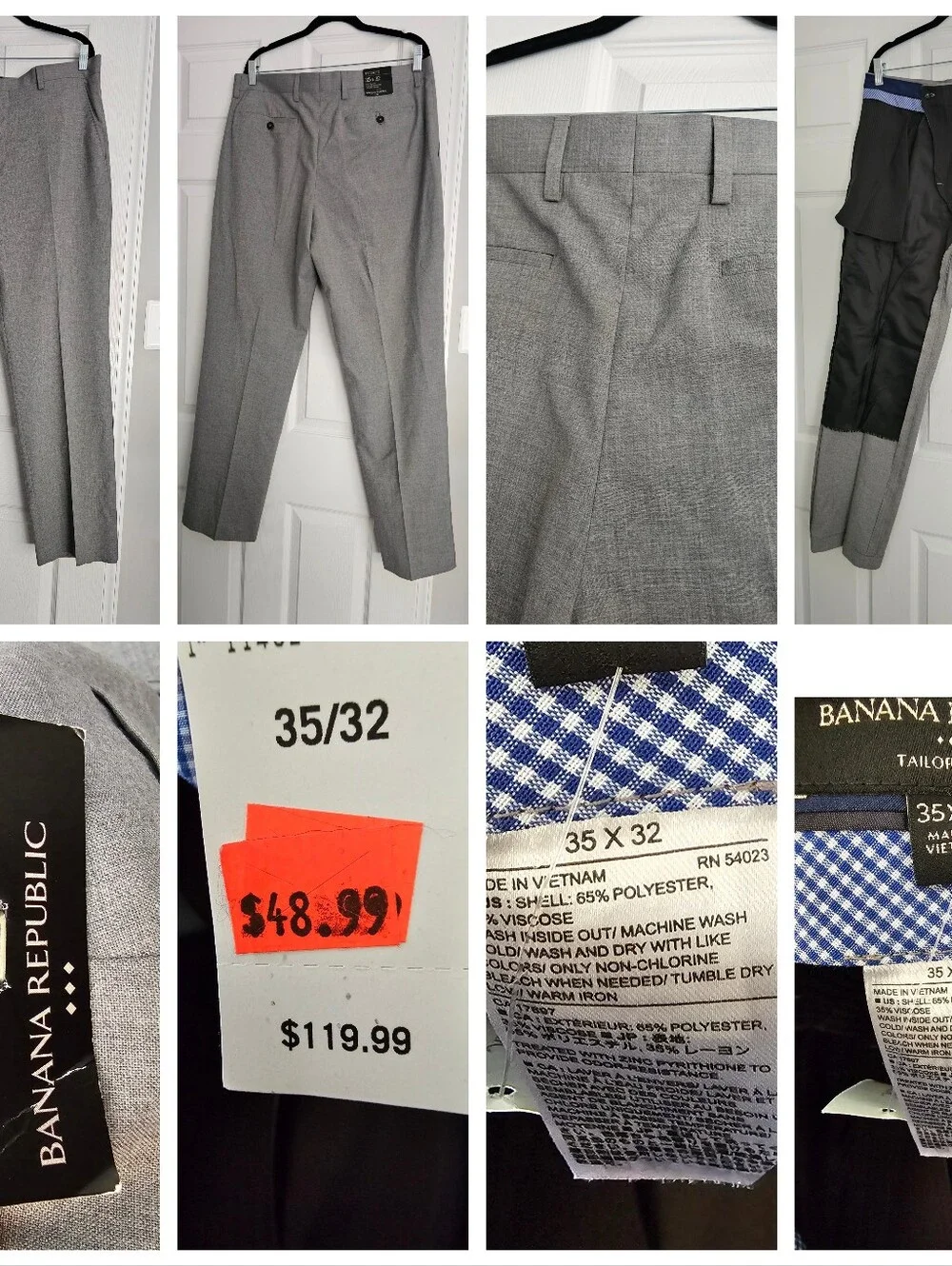 Banana Republic NWT Gray Men's Dress Pants - Classic Tailored Trousers Sz. 35x32
